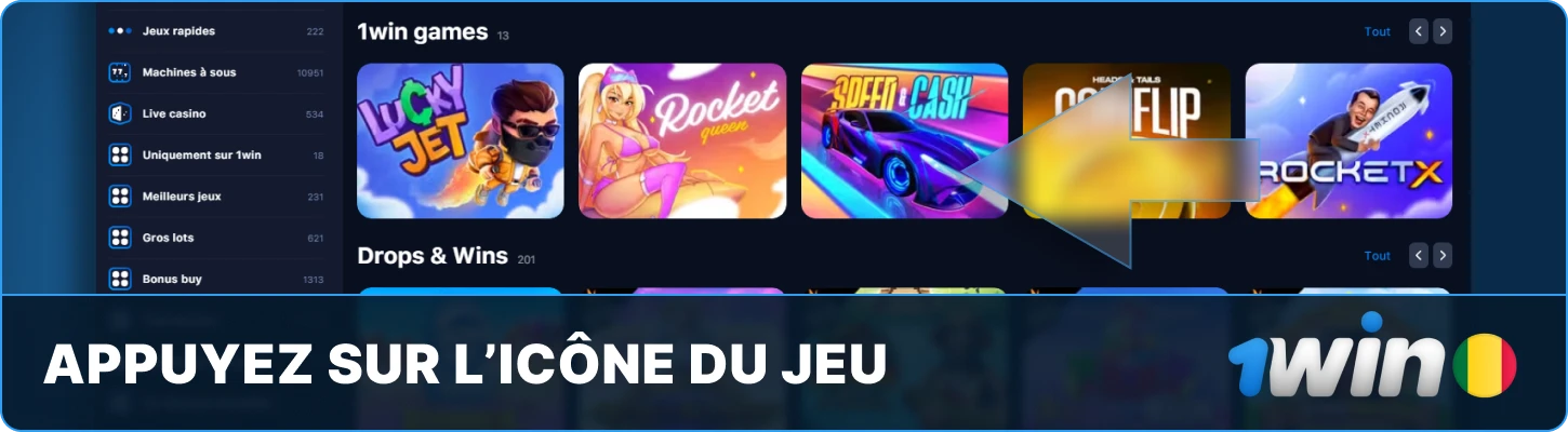 1win Mali Appuyez sur l’icône du jeu